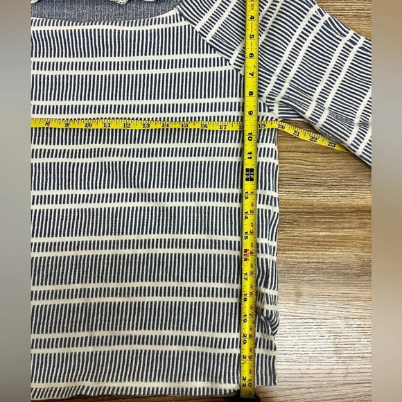Anthropologie Postmark Square Neck Flare Sleeve Blue White Striped Top - Size L - Picture 6 of 7